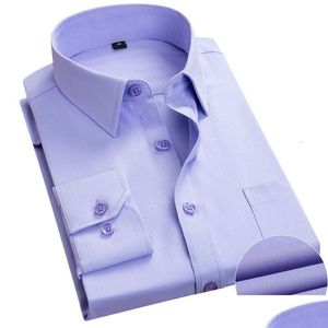 Heren Overhemden Heren Kwaliteit Goede Mannen Shirt Lange Mouw Slanke Merk Man Designer Effen Mannelijke Kleding Fit Business Camisa Mascina Dr Dh9Zk