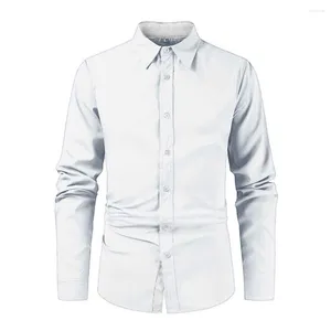 Chemises habillées pour hommes Chemise pour hommes Cardigan boutonné Décontracté Confortable Pour Printemps/Automne 1pc Chemisier Revers Polyester Régulier
