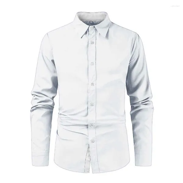 Chemises habillées pour hommes Chemise pour hommes Cardigan boutonné Décontracté Confortable Pour Printemps/Automne 1pc Chemisier Revers Polyester Régulier