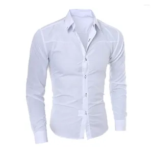 Chemises habillées pour hommes Chemise pour hommes à manches longues boutonnée Business Formel Party Slim Tops Coupe régulière Ropa Hombre