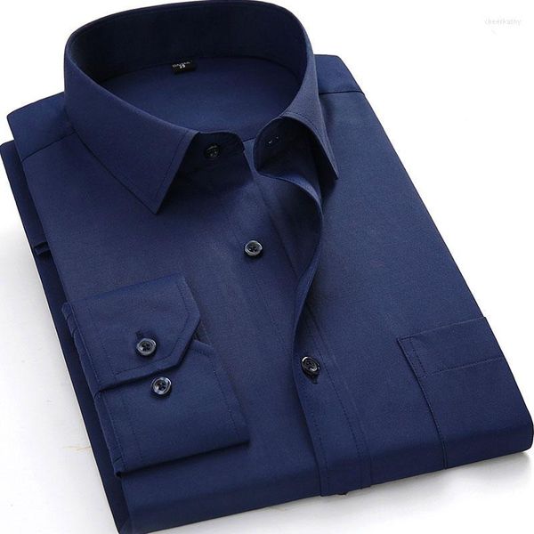 Chemises Habillées Homme Chemise Homme Manches Longues Noir Blanc Bleu Classique Coupe Regular Sergé Mode Travail Affaires Social Décontracté