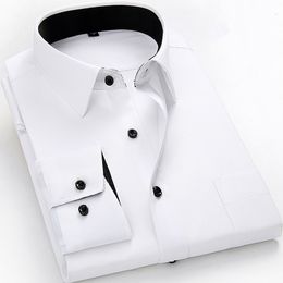 Heren DRIVE SHIRTS MENS WERK SHIRTS MERK Zachte vierkante kraag met lange mouwen vaste vaste vlakte Plain/ Twill Men Dress White Male Tops 230216