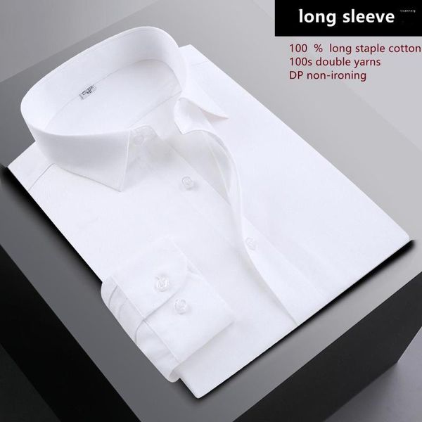 Chemises habillées pour hommes Naizaiga 100 coton 100s fil vêtements d'affaires sans repassage blanc LH8