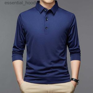 Chemises habillées pour hommes Nouveaux hommes Chemise Casual Business Tops Chemises solides Hommes à manches longues Homme Mode coréenne Slim Revers Tee L230921