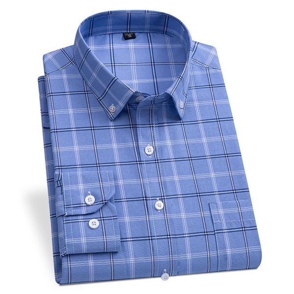 Chemises habillées pour hommes Oxford Casual Chemise à manches longues rayée Mode coréenne Slim Angleterre Style Plaid Vêtements Vente d'usine chinoise 231212