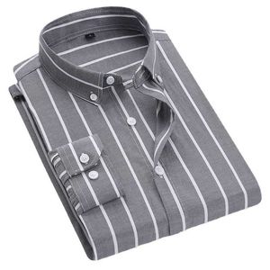 Camisas de vestir para hombres Camisas tejidas Oxford Camisa de rayas casual de negocios de estilo coreano para hombres Camisa de manga larga para hombres Camisas de vestir gruesas de gran tamaño para hombres P230427