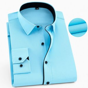 Heren -jurk shirts plus maat 9xl 8xl 7xl herenbedrijf casual lange mouwen shirt klassiek gestreepte mannelijke sociale kledingfeestje smoking tuxedo shirts wit blauw 230811
