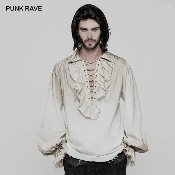 Chemises de robe pour hommes punk rave couleurs blanc noir