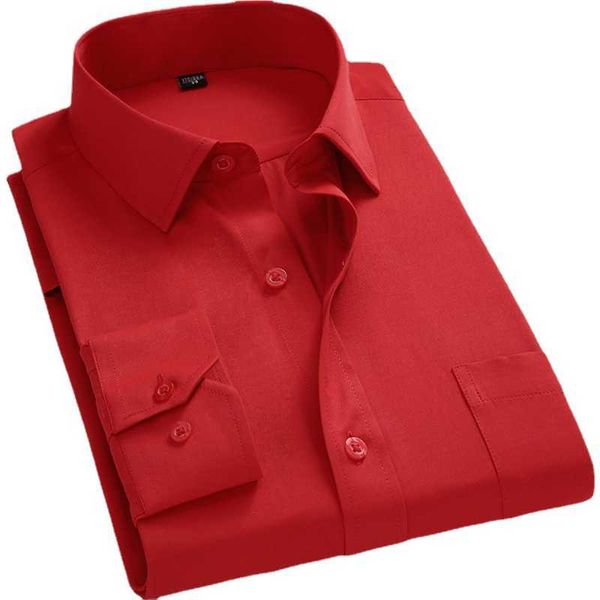 Chemises habillées pour hommes Qualilty Plus grande taille 8XL 7XL 6XL 5XL 4XL Chemise de poche à manches longues pour hommes d'affaires décontractée Chemise de poche à manches longues pour hommes Chemises habillées pour hommes sociaux P230427