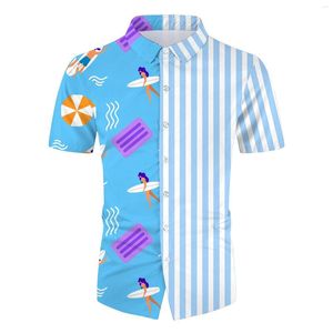 Conjunto de camisas de vestir para hombre, moda informal de verano 2023, Camisa de manga corta estampada con botones para playa Tropical hawaiana, pantalones cortos, Camisa Vintage