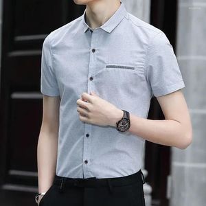 Chemises habillées pour hommes Chemise et chemisier Vêtements d'affaires Muscle Male Top Manches courtes Formel Été Élégant Style coréen avec manches Slim Fit I