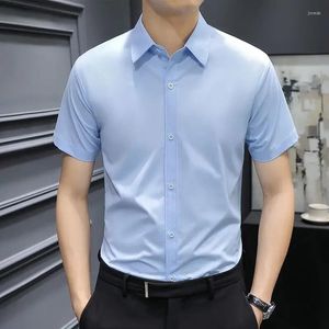 Chemises robes masculines Shirt Blue Formel Oversize for Office Clothing masculin avec col dans Tops Fashion Man 2024 Brand XXL