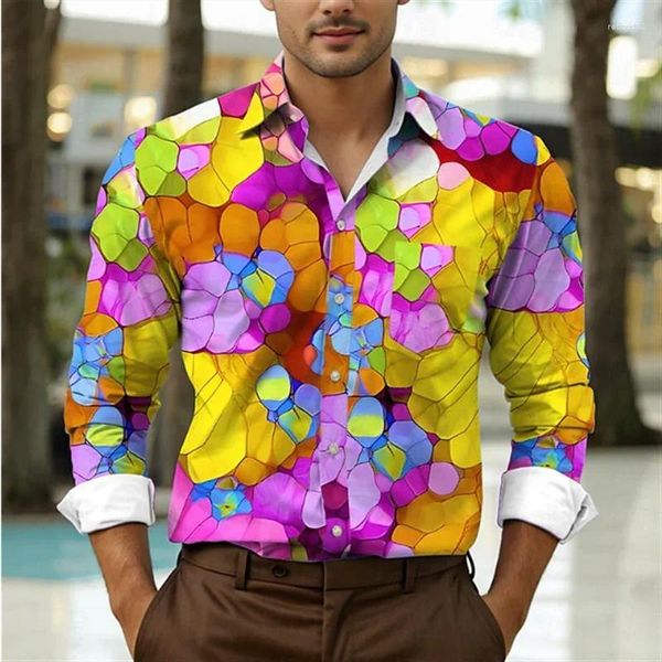 Chemise habillée pour hommes, chemise décontractée, boutons à revers pour l'extérieur, graphiques HD, élégant, confortable, doux, matériau sain, costume 2024
