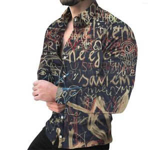 Chemises habillées pour hommes chemise mode simple boutonnage décontracté imprimé tricolore à manches longues haut fête hawaïenne Cardigan S-6XL