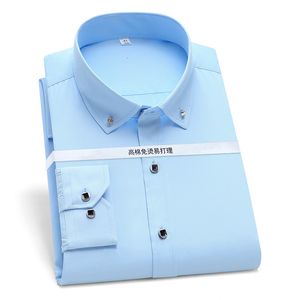 Chemises habillées pour hommes Chemise à manches longues sans repassage 23 Mew Bleu Blanc Social Mode Bureau Équipe Vêtements de travail XL Luxe Formel Business 230921