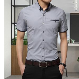 Herenkleding Shirts Shirt Maat 5XL met korte mouwen, ontwerper voor zakenlieden Turtlenecks naar beneden gericht