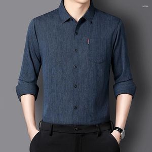 Chemises habillées pour hommes Chemise à col carré Printemps et automne Slim-Fit à manches longues de haute qualité Gentleman Tops Business Casual Manteau mince