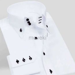 Chemises robes pour hommes Shirts pour hommes manches longues Shirts blancs slim fit blancs masculins mâle foret boucle à tortues à tortue