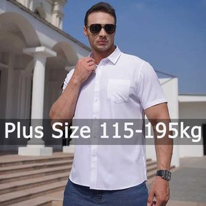 Heren-jurken shirts shirts voor mannen plus maat 1xl-7xl kortgeslagen kort kleur zakelijk formeel shirt groot formaat zomer wit shirt 115-205 kg d240507