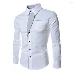 Camisas de vestir para hombre Slim Fit Business para hombre Tops de manga larga con botones Escote con cuello disponible en blanco/negro/rojo/azul marino