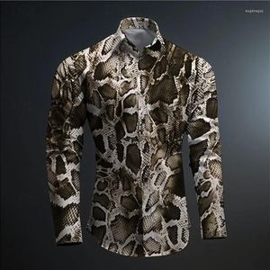 Heren-jurk shirts slangenhuid grafisch HD-patroon zacht comfortabel shirt t-shirt knop reverspak kleurrijke retro mode top