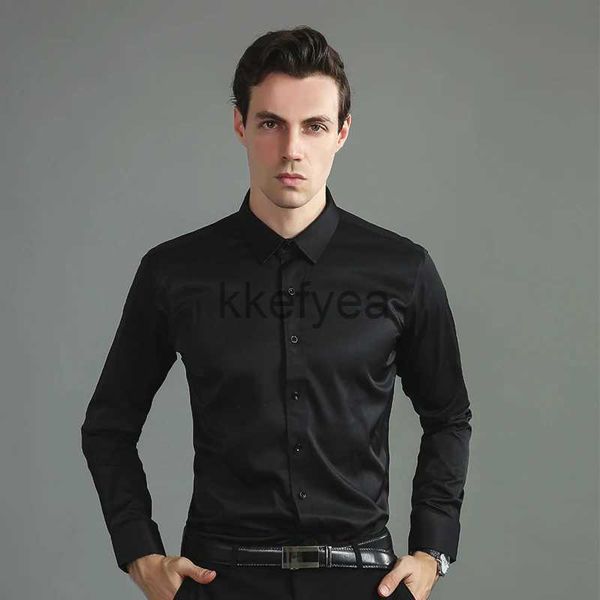 Camisas de vestir para hombres Camisa de manga larga suave y cómoda Transpirable Slim Fit Social Business Moda Camisa para hombres Negro Blanco Azul Púrpura Gris Vino Rojo J231215