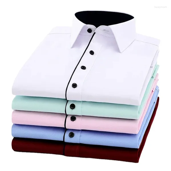 Chemises habillées pour hommes couleur unie chemise à manches longues affaires décontractées grand professionnel