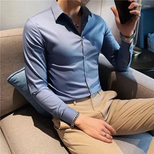 Heren -jurk shirts vaste blouse blouse blouse mannen kleding mode 2022 lente herfst bedrijf formele slijtage chemise homme slank fit tops