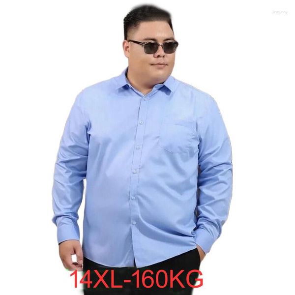 Chemises habillées pour hommes Sprin Summer Men Sirt Lon Sleeve Lare Taille 10XL 12XL 14XL 160k Oversize Formal Office Loose Sirts Business Tops