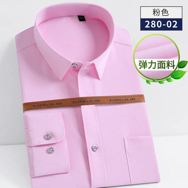 Camisas De Vestir Para Hombres Primavera Y Otoño Ropa De Trabajo De Negocios Formal Camisa De Manga Larga Casual Color Sólido Slim-fit Planchado Gratis Jóvenes