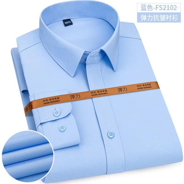 Chemises habillées pour hommes Printemps et automne Slim-fit Business Work Vêtements Chemise à manches longues Repassage gratuit Casual Social Couleur unie Mince Mode