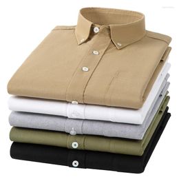 Heren-jurts Shirts Spring herfst Hoogte Kwaliteit Puur katoenen vaste kleur shirt Ademende zweetafspringende zakelijke casual rapel oxford