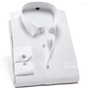Heren Overhemden Stretch Anti-Rimpel Lange Mouw Voor Mannen Slim Fit Camisa Sociale Business Blouse Wit Overhemd S-4XL