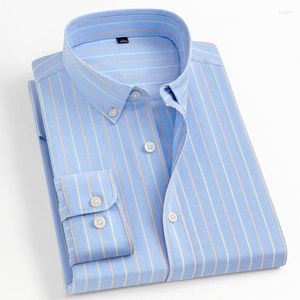 Camisas de vestir para hombres a rayas 2023 Llegada de negocios Casual Cuello cuadrado clásico Oxford Ropa de marca de manga larga