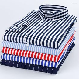 Chemises habillées pour hommes rayées à manches longues 2023 printemps été décontracté mode coréenne bouton mince vêtements formels