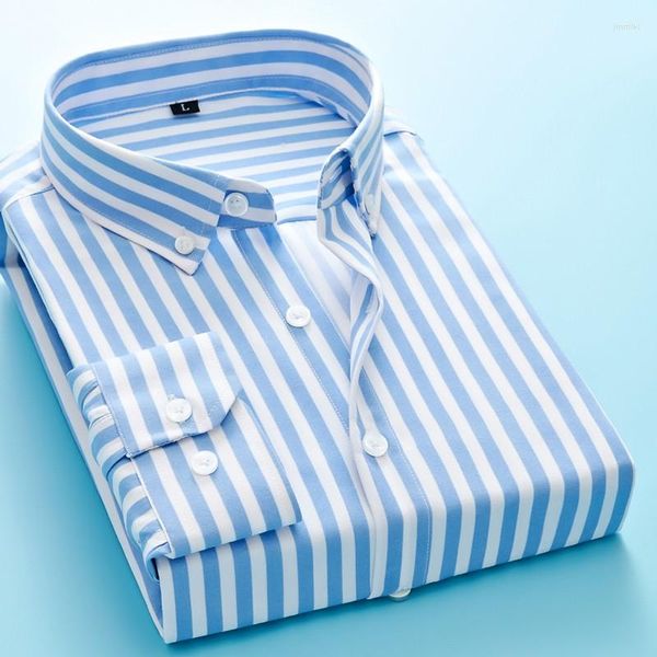 Camisas de vestir para hombres Camisa a rayas para hombre Manga larga Casual Slim Fit Negocios Masculino Trabajo grueso Ropa para hombres