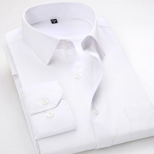 Camisas de vestir para hombres Estilo para hombre Manga larga Casual Sólido Sarga Camisa blanca masculina Trabajo formal Oficina Ropa masculina Camisa Masculina4XL