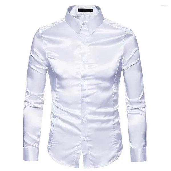 Camisas de vestir para hombres Camisa de lujo satinada elegante con cuello Slim Fit Estilo único para uso formal e informal en cada temporada