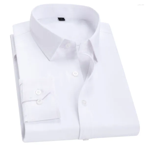 Camisas de vestir para hombre Tops de manga larga elegantes, ajustados, informales, de negocios, blanco/negro/azul claro/azul oscuro/rosa/rojo vino