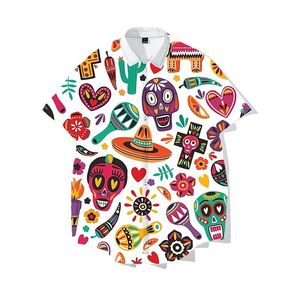 Heren Overhemden Sugar Skull Mexicaanse Blouse Overhemd Print Grafisch Voor Dames Uniseks Volwassenen 3D 100 polyester Informeel Dagelijks 230629