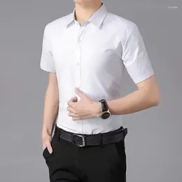 Chemises de robe pour hommes Business Summer Blanc à manches courtes pour hommes sans ajustement et chemisier résistant aux rides de fer résistant