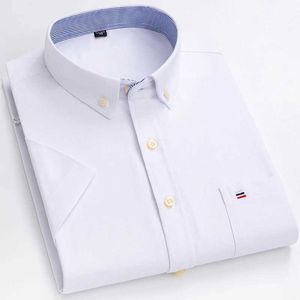 Chemises habillées pour hommes Summer Casual Short Sled Oxford Pocket Pocket Pocket 100% Cotton Ments à carre