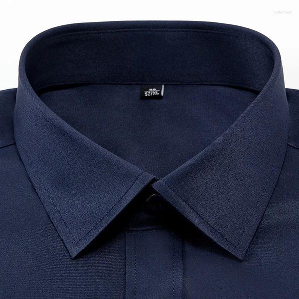 Chemises habillées pour hommes Summer Casual Short Sleeve Silky Extendy Single Pocket Pocket ride Free Free Business Standard-Fit Shirt