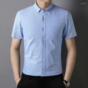 Heren Overhemden Zomer Hoge Kwaliteit Mannen Puur Katoen Korte Mouw Voor Mannelijke Slanke Sociale Zakelijke Blouse Wit Oxford Shirt