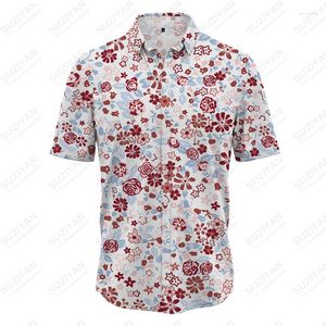 Heren DRIVE SHIRTS SOMMER HENS KORTE MOEVE SHIRT KNOP GELIJNDE KACHTAN TOP CASUAL 3D PRINT PRUSS LICHT GRAPMENTED BLOEMEN UNISEX