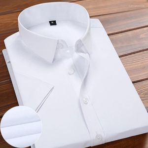 Heren-jurken Shirts Summer Plain korte mouwen witte shirt revers Slim Business Classic Formele werkmerk Kleding