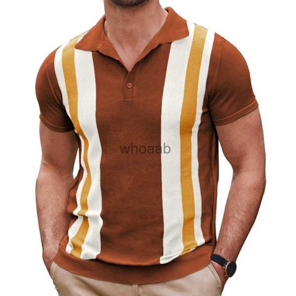 Chemises habillées pour hommes Polo d'été Hommes Business Casual Rayé Contraste Couleur À Manches Courtes Col Rabattu S t Vêtements Yq230926