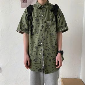 Chemises habillées pour hommes, chemise d'été imprimée à manches courtes, tendance pour jeunes, vêtements de danse Hip Hop, gros homme, Streetwear, Camisa Social 2024