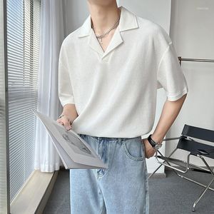 Heren DRAAD SHIRTS SOMMERTE SOMMER KORTE MOEVE MEN Slim Fit Fashion Society Heren Koreaanse pullover Solid Color Formeel