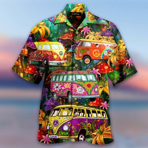 Chemises habillées pour hommes Summer Truck Print Chemises pour hommes Cartoon Chemises hawaïennes drôles pour hommes Beach Vacation Style Top Tee Streetwear Vêtements pour hommes 230707
